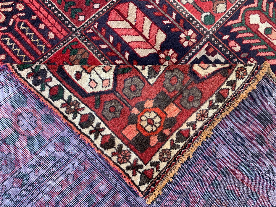 Handmade Persian Wool Area Rug 7x10 - Red, Ivory & Brown Panel Persian Style Rug - Exact Size 10'5" x 6'8" - KBHM-1101