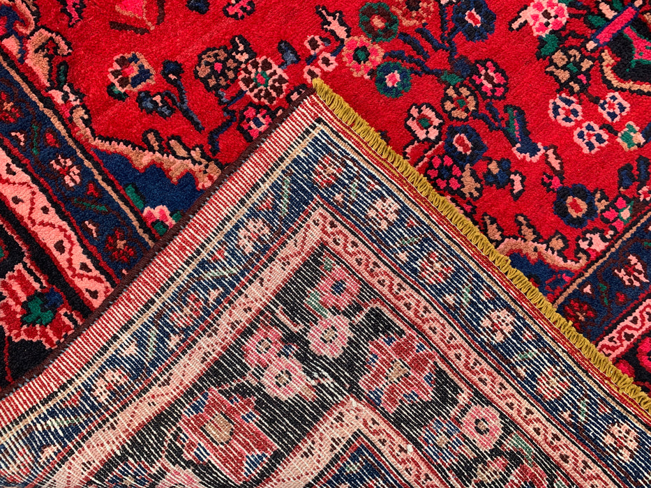 Handmade Persian Wool Area Rug 7x10 - Red, Navy & Ivory Traditional Medallion Persian Style Rug - Exact Size 10'8" x 6'11" - KBHM-1103