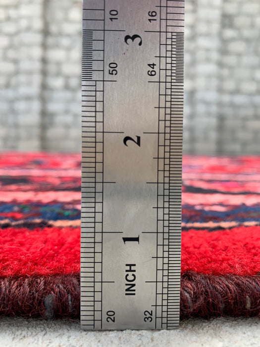 Handmade Persian Wool Area Rug 7x10 - Red, Navy & Ivory Traditional Medallion Persian Style Rug - Exact Size 10'8" x 6'11" - KBHM-1103