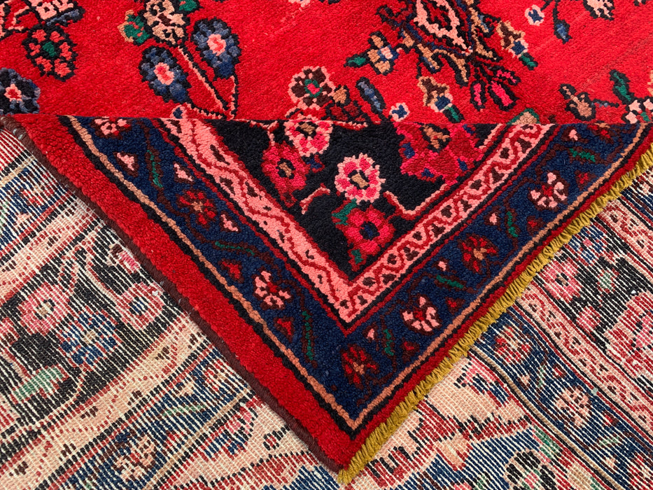 Handmade Persian Wool Area Rug 7x10 - Red, Navy & Ivory Traditional Medallion Persian Style Rug - Exact Size 10'8" x 6'11" - KBHM-1103