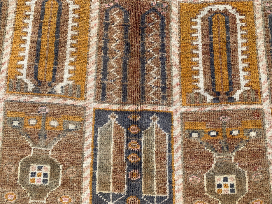 Handmade Persian Wool Area Rug 7x10 - Beige, Taupe & Ivory Panel Persian Style Rug - Exact Size 9'3" x 6'2" - KBHM-1106