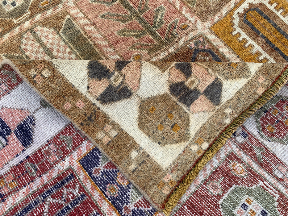 Handmade Persian Wool Area Rug 7x10 - Beige, Taupe & Ivory Panel Persian Style Rug - Exact Size 9'3" x 6'2" - KBHM-1106
