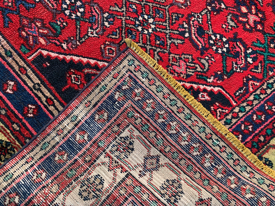 Handmade Persian Wool Area Rug 7x10 - Red & Navy Persian Style Rug - Exact Size 10'2" x 6'11" - KBHM-1116