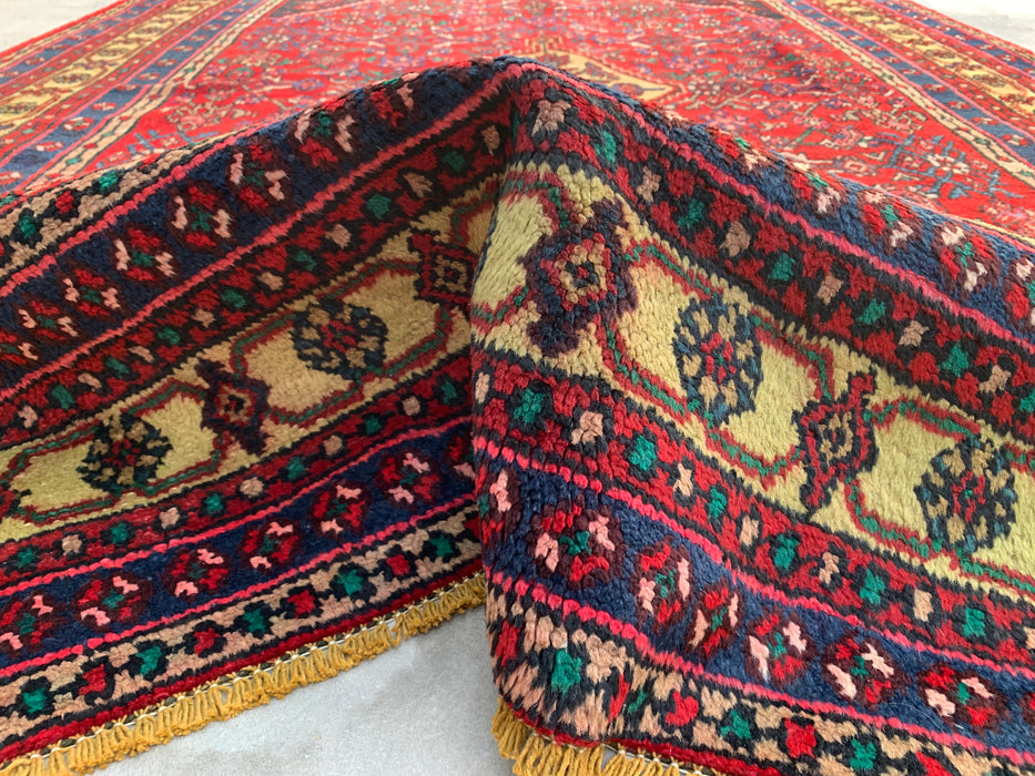 Handmade Persian Wool Area Rug 7x10 - Red & Navy Persian Style Rug - Exact Size 10'2" x 6'11" - KBHM-1116