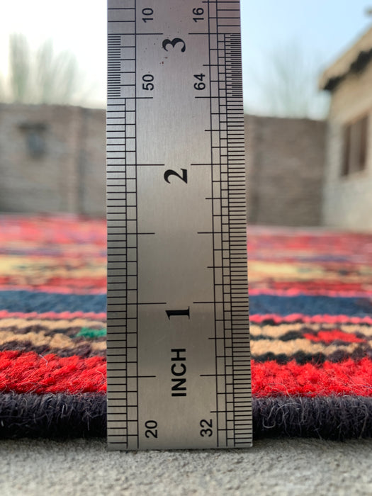 Handmade Persian Wool Area Rug 7x10 - Red & Navy Persian Style Rug - Exact Size 10'2" x 6'11" - KBHM-1116