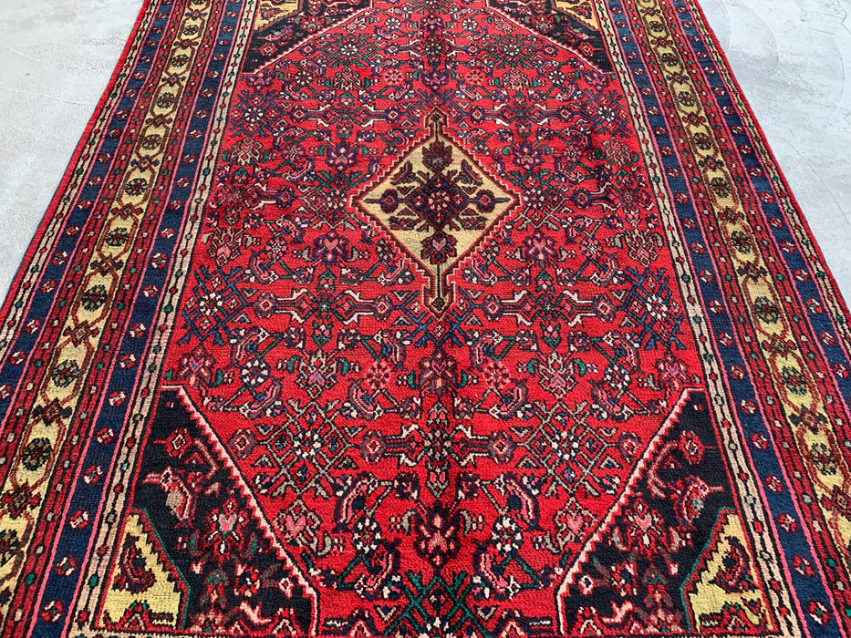 Handmade Persian Wool Area Rug 7x10 - Red & Navy Persian Style Rug - Exact Size 10'2" x 6'11" - KBHM-1116