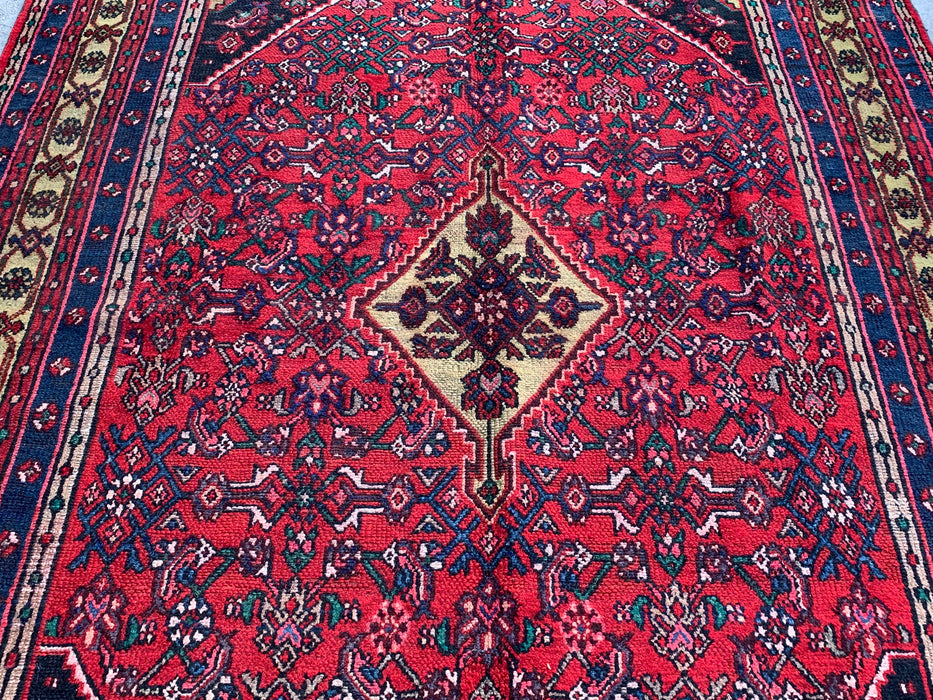 Handmade Persian Wool Area Rug 7x10 - Red & Navy Persian Style Rug - Exact Size 10'2" x 6'11" - KBHM-1116