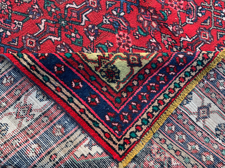 Handmade Persian Wool Area Rug 7x10 - Red & Navy Persian Style Rug - Exact Size 10'2" x 6'11" - KBHM-1116