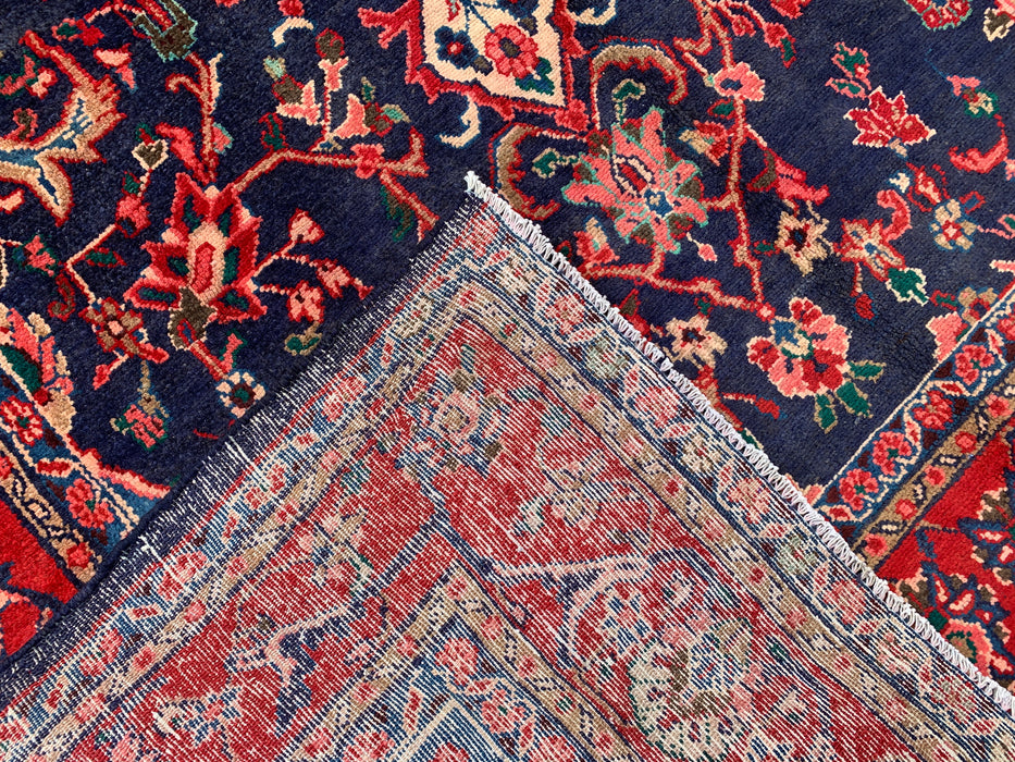 Handmade Persian Wool Area Rug 7x10 - Navy & Red Persian Style Rug - Exact Size 9'3" x 6'2" - KBHM-1125