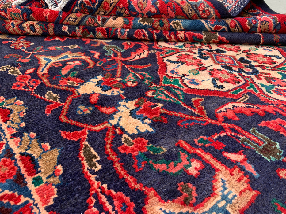 Handmade Persian Wool Area Rug 7x10 - Navy & Red Persian Style Rug - Exact Size 9'3" x 6'2" - KBHM-1125