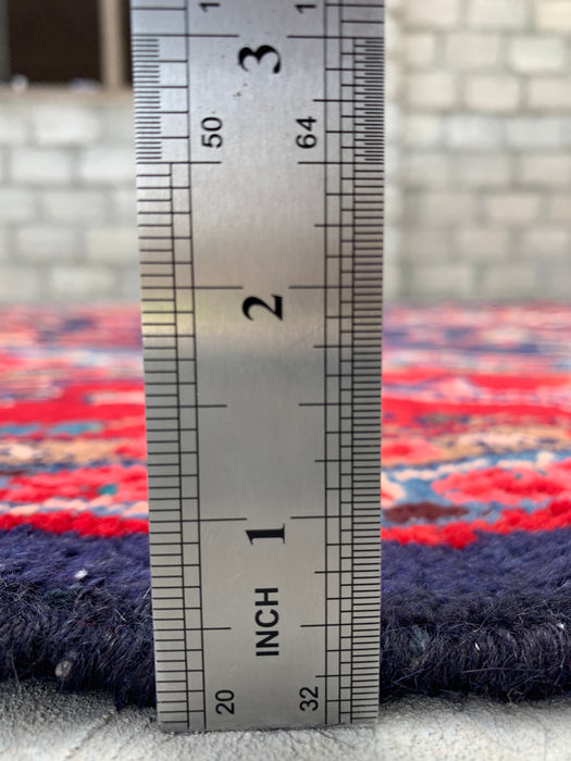 Handmade Persian Wool Area Rug 7x10 - Navy & Red Persian Style Rug - Exact Size 9'3" x 6'2" - KBHM-1125