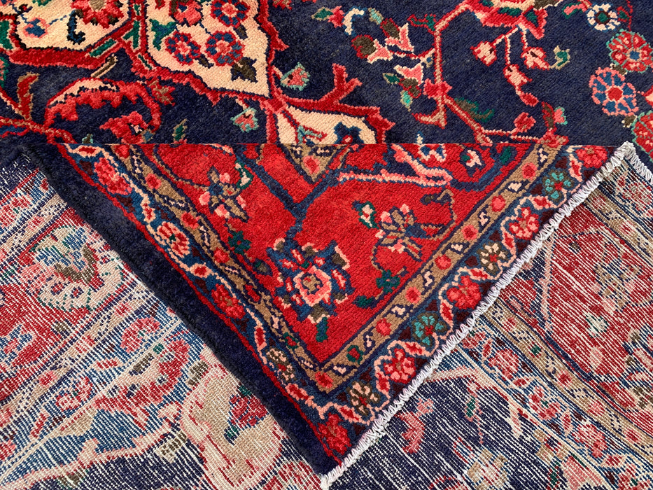 Handmade Persian Wool Area Rug 7x10 - Navy & Red Persian Style Rug - Exact Size 9'3" x 6'2" - KBHM-1125