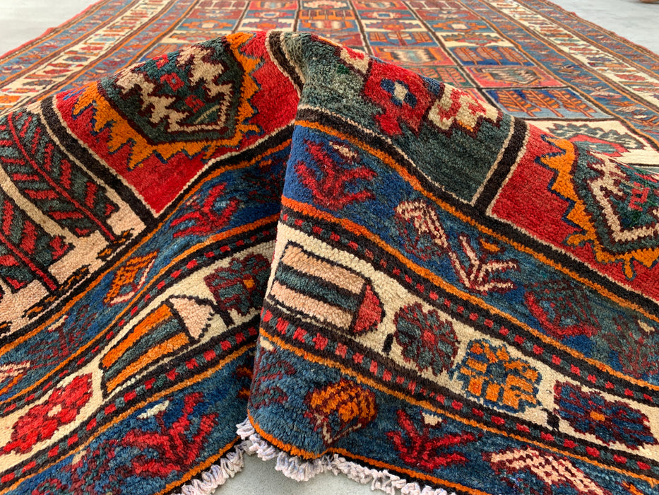 Handmade Persian Wool Area Rug Multi-colored with Strong Red and Rust/Orange accents - 7x10 - Traditional Persian Style Rug - Exact Size 9'4" x 6'6" - KBHM-1127