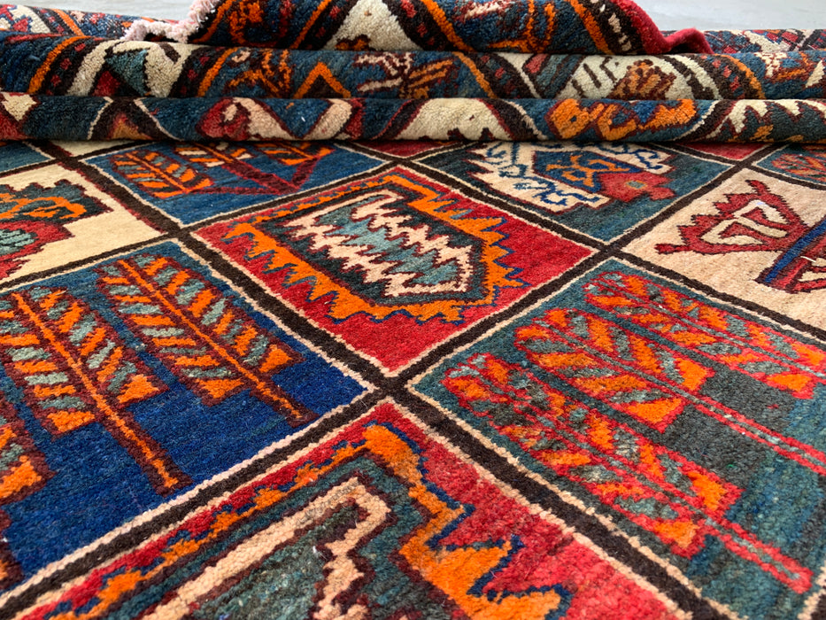 Handmade Persian Wool Area Rug Multi-colored with Strong Red and Rust/Orange accents - 7x10 - Traditional Persian Style Rug - Exact Size 9'4" x 6'6" - KBHM-1127