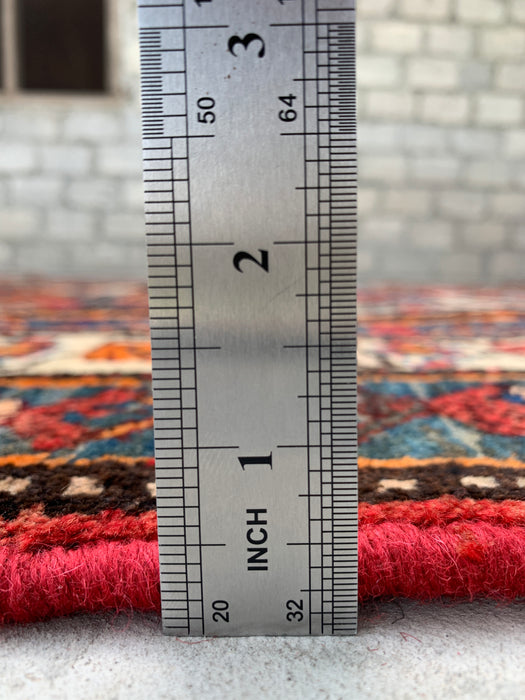 Handmade Persian Wool Area Rug Multi-colored with Strong Red and Rust/Orange accents - 7x10 - Traditional Persian Style Rug - Exact Size 9'4" x 6'6" - KBHM-1127
