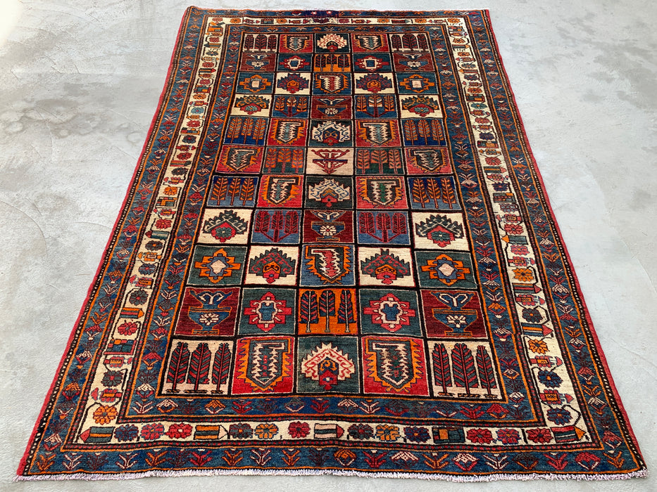 Handmade Persian Wool Area Rug Multi-colored with Strong Red and Rust/Orange accents - 7x10 - Traditional Persian Style Rug - Exact Size 9'4" x 6'6" - KBHM-1127
