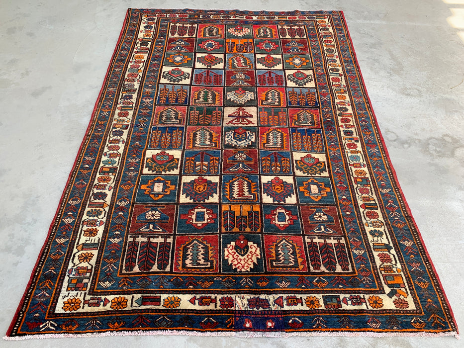 Handmade Persian Wool Area Rug Multi-colored with Strong Red and Rust/Orange accents - 7x10 - Traditional Persian Style Rug - Exact Size 9'4" x 6'6" - KBHM-1127