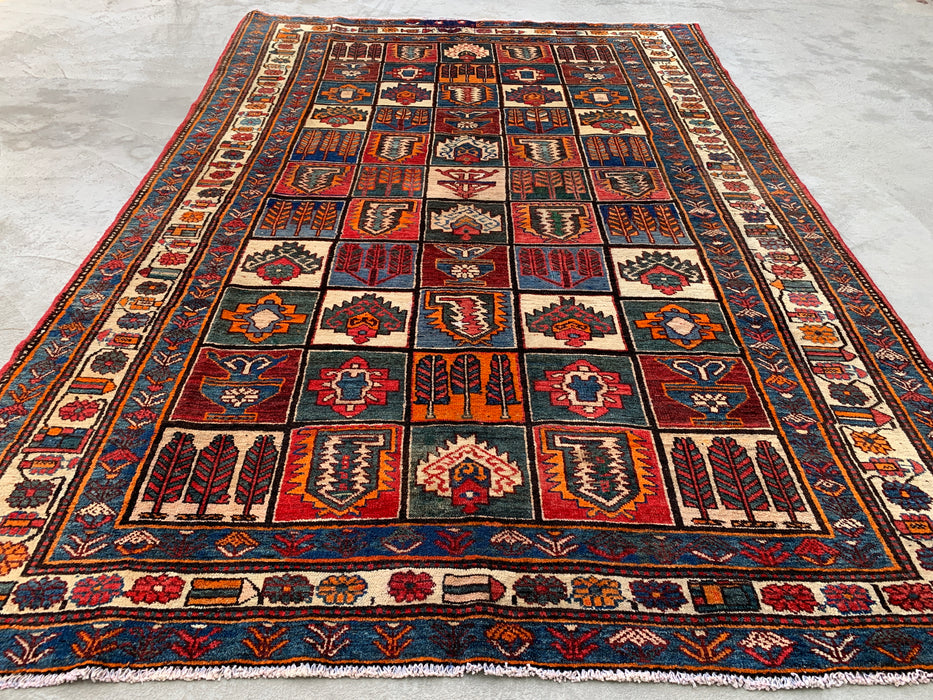 Handmade Persian Wool Area Rug Multi-colored with Strong Red and Rust/Orange accents - 7x10 - Traditional Persian Style Rug - Exact Size 9'4" x 6'6" - KBHM-1127