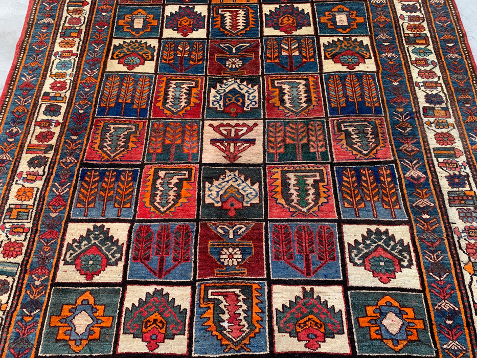 Handmade Persian Wool Area Rug Multi-colored with Strong Red and Rust/Orange accents - 7x10 - Traditional Persian Style Rug - Exact Size 9'4" x 6'6" - KBHM-1127