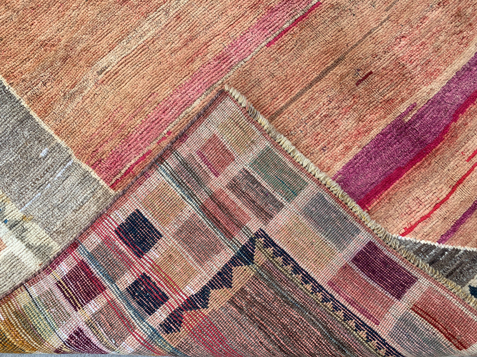 Handmade Persian Wool Area Rug 7x10 - Multicolor Geometric Persian Style Rug - Exact Size 6'6" x 9'6" - KBHM-1134