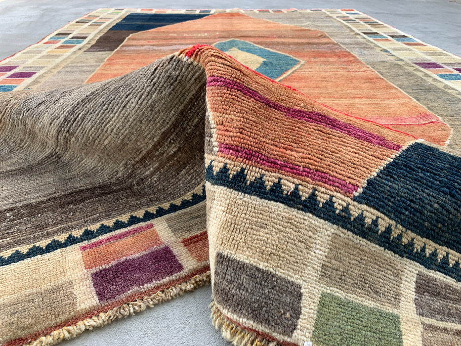 Handmade Persian Wool Area Rug 7x10 - Multicolor Geometric Persian Style Rug - Exact Size 6'6" x 9'6" - KBHM-1134