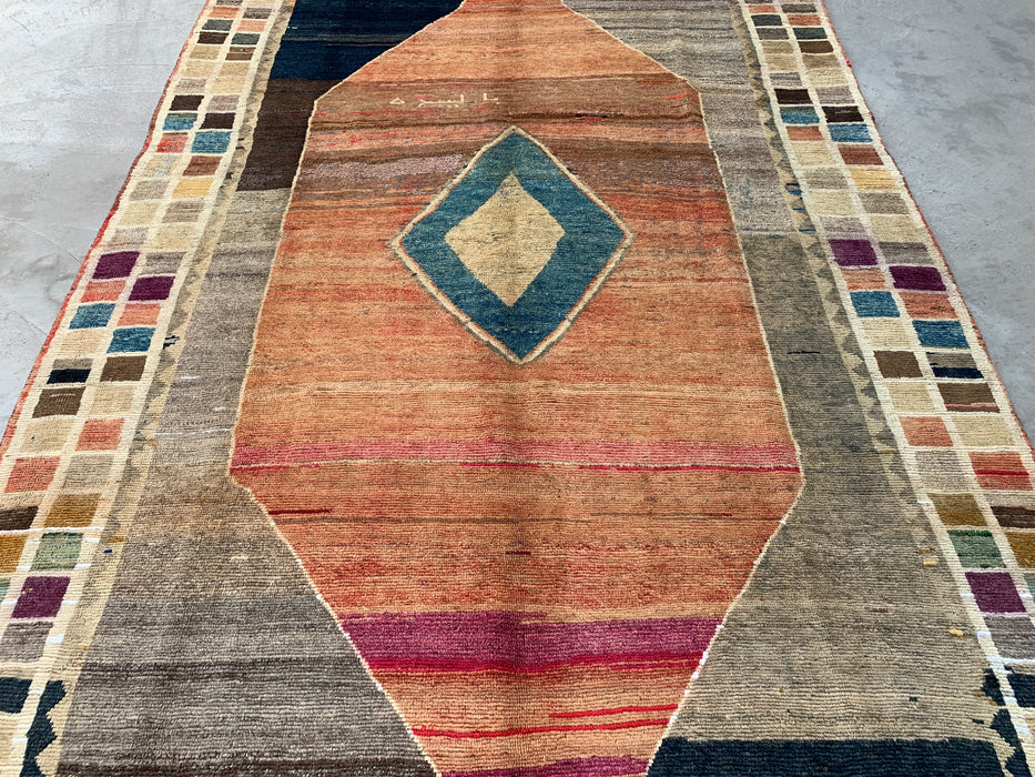 Handmade Persian Wool Area Rug 7x10 - Multicolor Geometric Persian Style Rug - Exact Size 6'6" x 9'6" - KBHM-1134