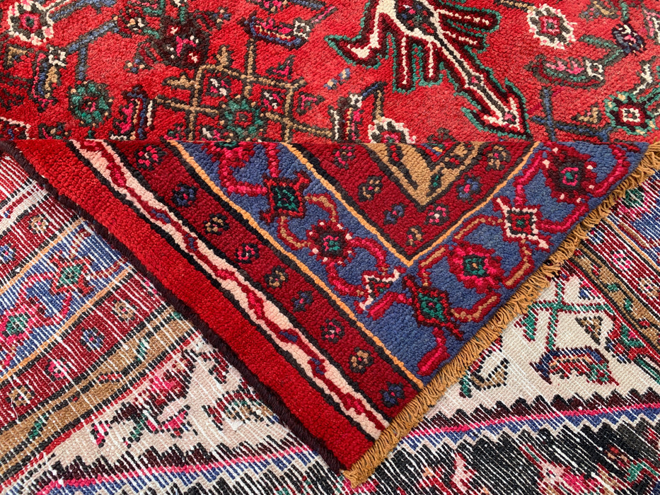 Handmade Persian Wool Area Rug 7x10 - Red & Blue Persian Style Rug - Exact Size 9'11" x 7'4" - KBHM-1139