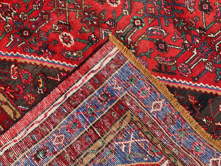 Handmade Persian Wool Area Rug 7x10 - Red & Blue Persian Style Rug - Exact Size 9'11" x 7'4" - KBHM-1139