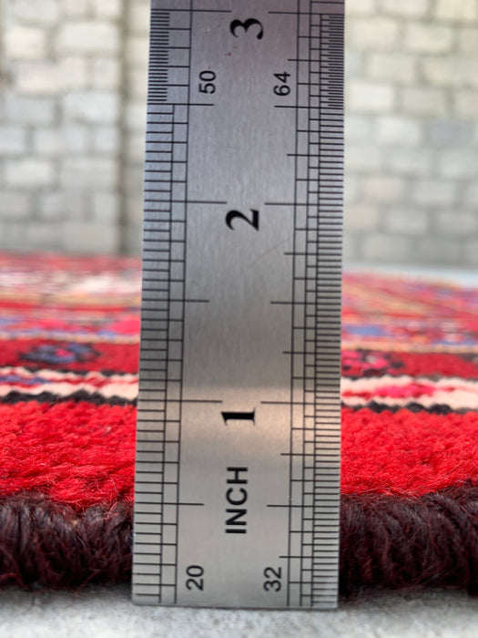 Handmade Persian Wool Area Rug 7x10 - Red & Blue Persian Style Rug - Exact Size 9'11" x 7'4" - KBHM-1139