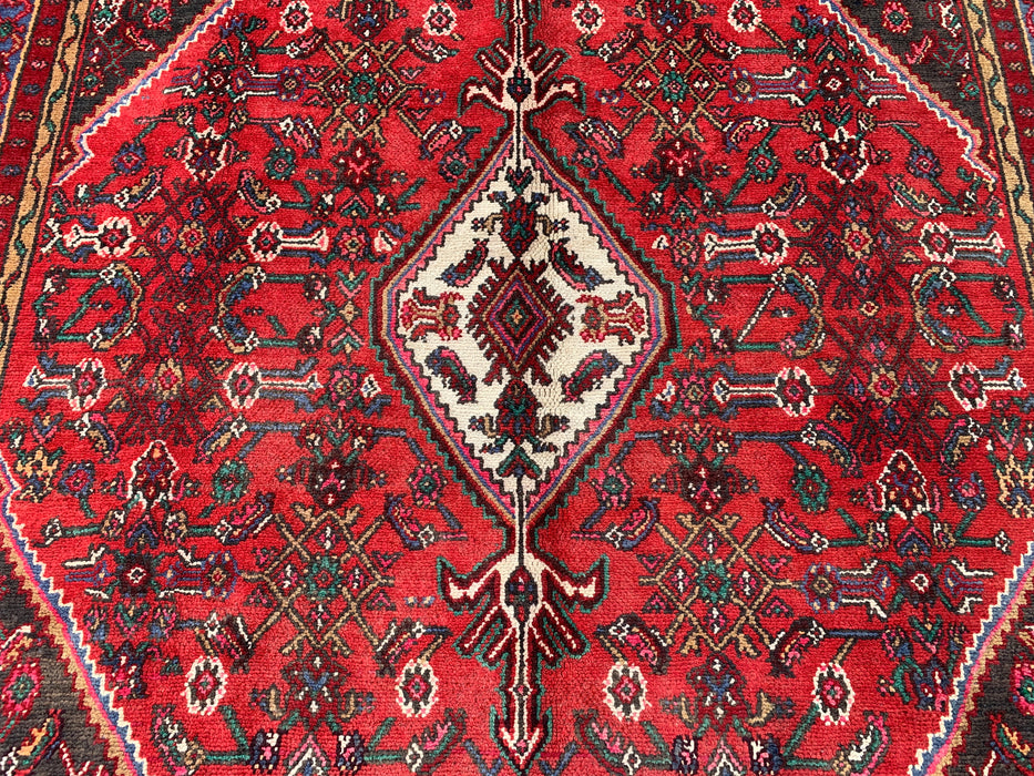 Handmade Persian Wool Area Rug 7x10 - Red & Blue Persian Style Rug - Exact Size 9'11" x 7'4" - KBHM-1139