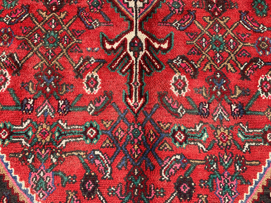 Handmade Persian Wool Area Rug 7x10 - Red & Blue Persian Style Rug - Exact Size 9'11" x 7'4" - KBHM-1139