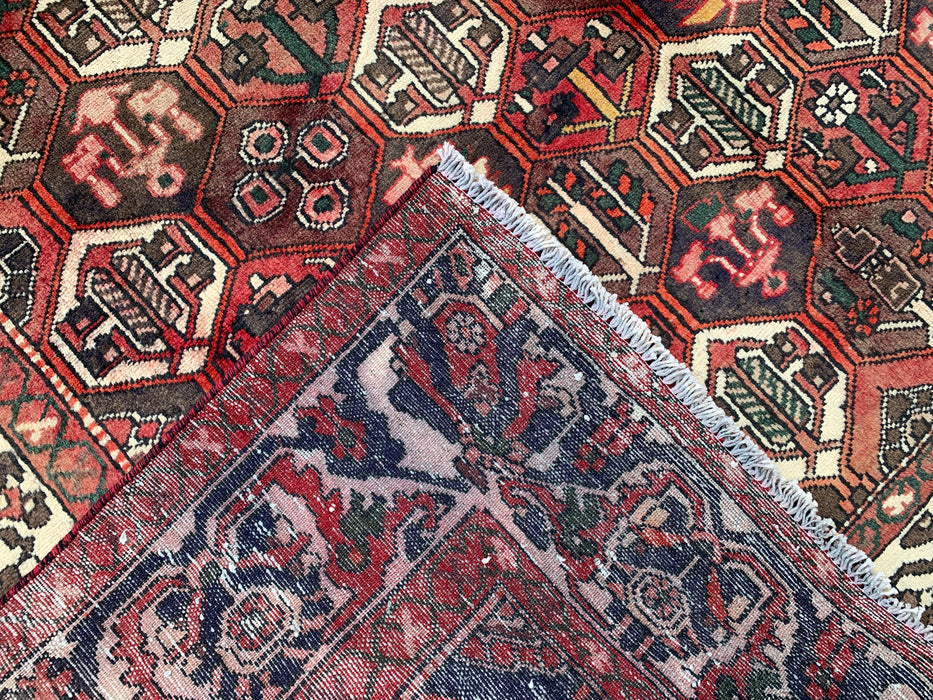 Handmade Persian Wool Area Rug 7x10 - Burgundy, Brown Black & Ivory Persian Style Rug - Exact Size 9'10" x 6'9" - KBHM-1140