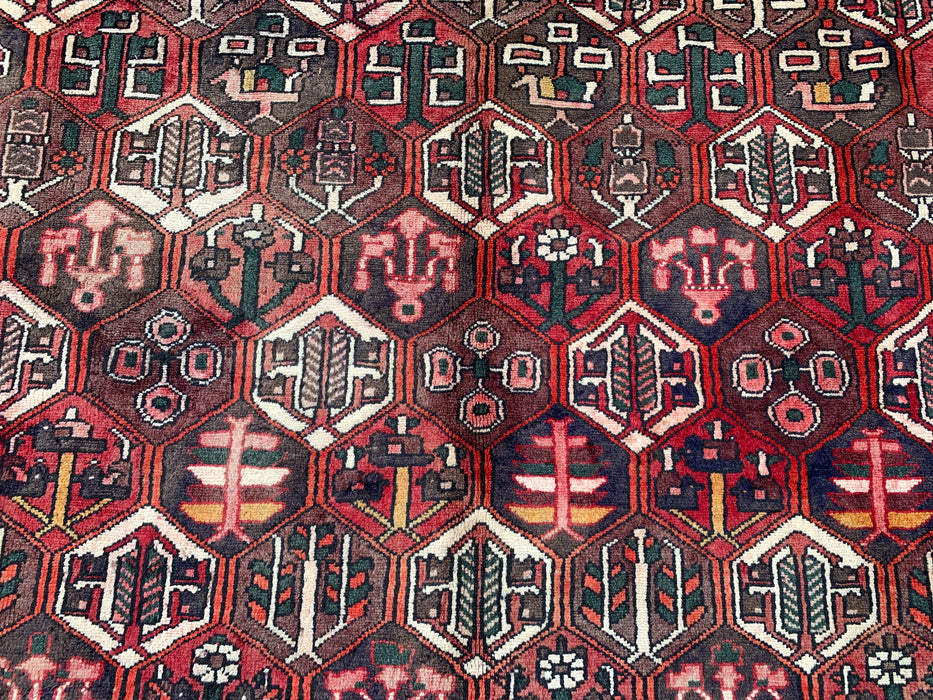 Handmade Persian Wool Area Rug 7x10 - Burgundy, Brown Black & Ivory Persian Style Rug - Exact Size 9'10" x 6'9" - KBHM-1140