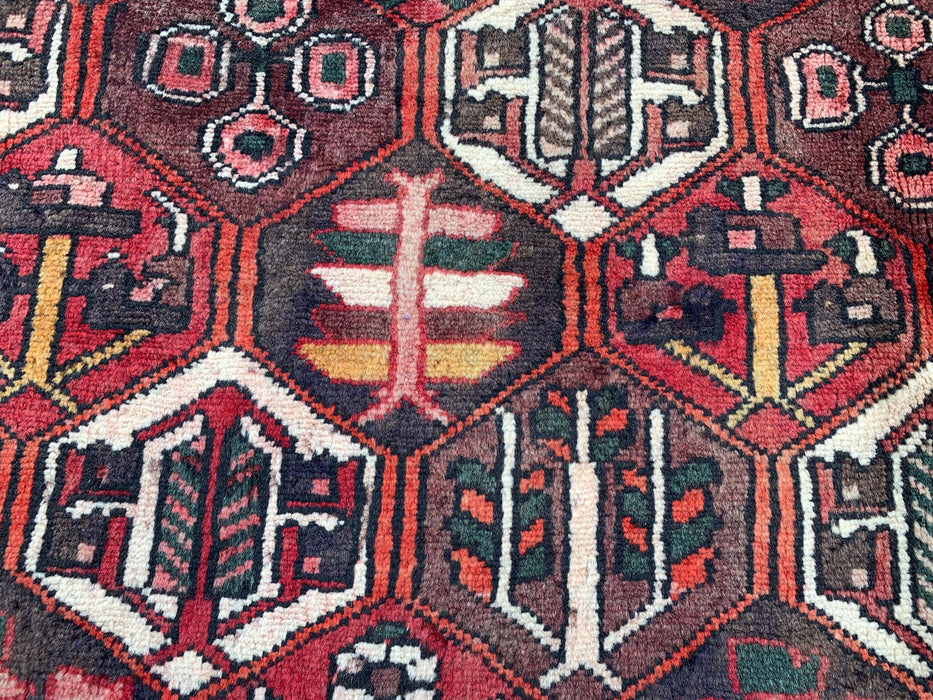 Handmade Persian Wool Area Rug 7x10 - Burgundy, Brown Black & Ivory Persian Style Rug - Exact Size 9'10" x 6'9" - KBHM-1140
