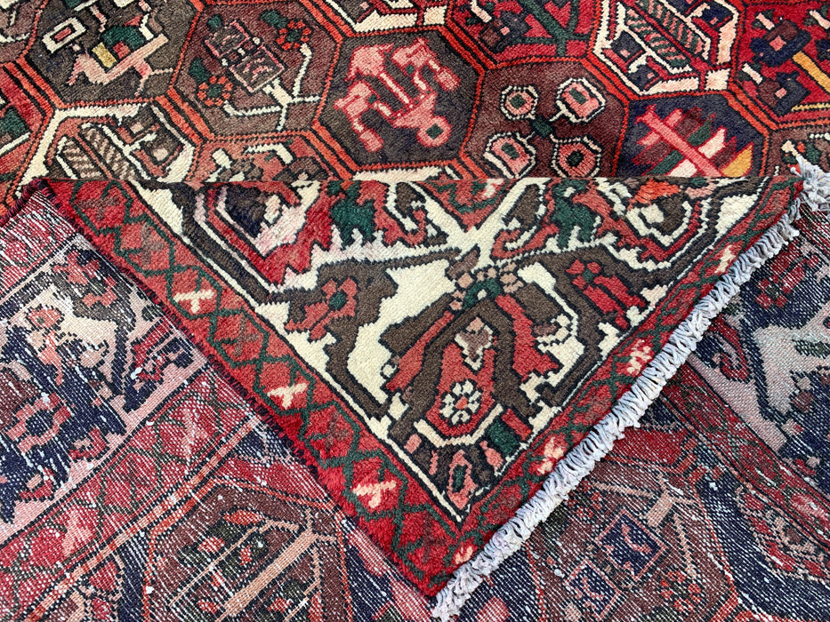 Handmade Persian Wool Area Rug 7x10 - Burgundy, Brown Black & Ivory Persian Style Rug - Exact Size 9'10" x 6'9" - KBHM-1140