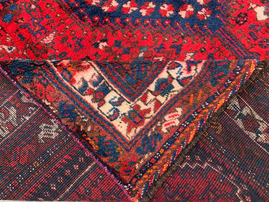 Handmade Persian Wool Area Rug 7x10 - Red, Navy & Ivory Traditional Medallion Persian Style Rug - Exact Size 10'2" x 6'2" - KBHM-1143