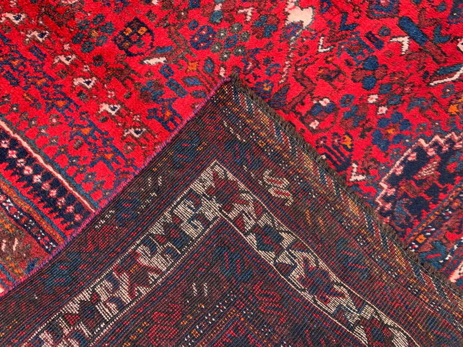 Handmade Persian Wool Area Rug 7x10 - Red, Navy & Ivory Traditional Medallion Persian Style Rug - Exact Size 10'2" x 6'2" - KBHM-1143