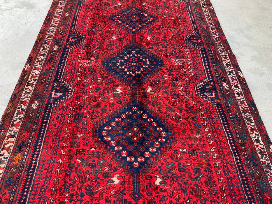 Handmade Persian Wool Area Rug 7x10 - Red, Navy & Ivory Traditional Medallion Persian Style Rug - Exact Size 10'2" x 6'2" - KBHM-1143
