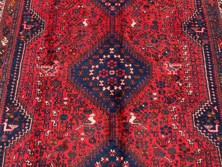 Handmade Persian Wool Area Rug 7x10 - Red, Navy & Ivory Traditional Medallion Persian Style Rug - Exact Size 10'2" x 6'2" - KBHM-1143