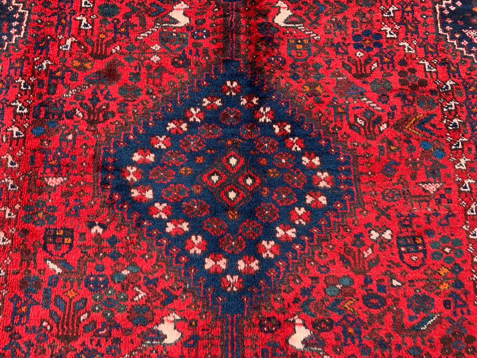 Handmade Persian Wool Area Rug 7x10 - Red, Navy & Ivory Traditional Medallion Persian Style Rug - Exact Size 10'2" x 6'2" - KBHM-1143