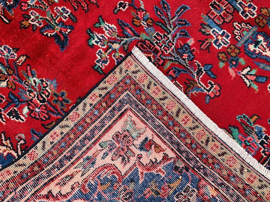 Handmade Persian Wool Area Rug 7x10 - Red, Blue & Ivory Traditional Floral Persian Style Rug - Exact Size 10'2" x 7'0" - KBHM-1149