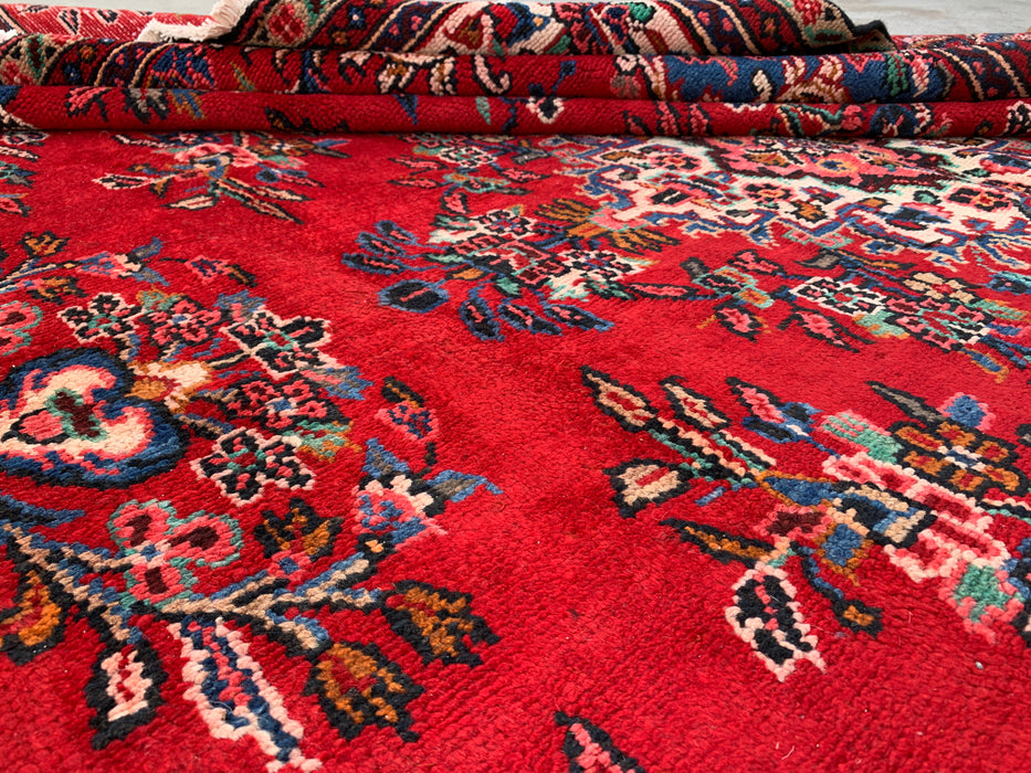 Handmade Persian Wool Area Rug 7x10 - Red, Blue & Ivory Traditional Floral Persian Style Rug - Exact Size 10'2" x 7'0" - KBHM-1149