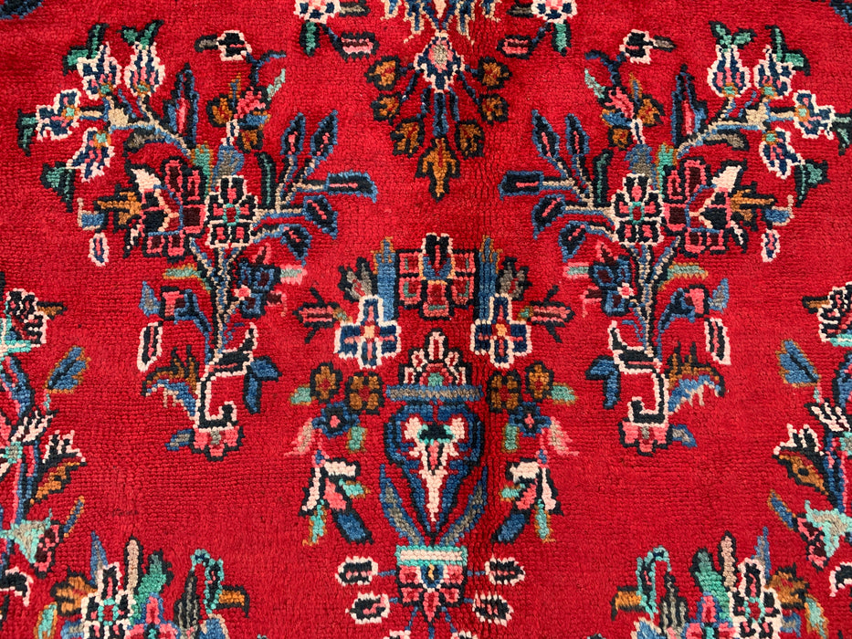 Handmade Persian Wool Area Rug 7x10 - Red, Blue & Ivory Traditional Floral Persian Style Rug - Exact Size 10'2" x 7'0" - KBHM-1149