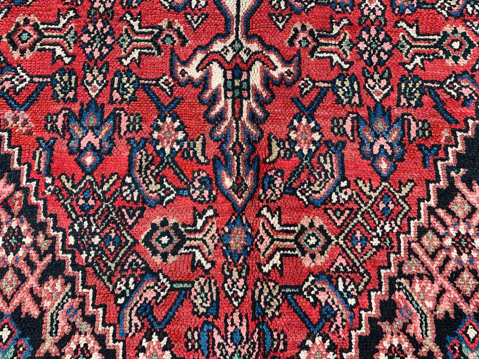 Handmade Persian Wool Area Rug 7x10 - Red, Blue, Ivory & Blush Traditional Medallion Persian Style Rug - Exact Size 10'4" x 6'9" - KBHM-1150