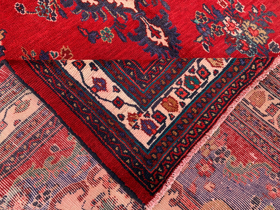 Handmade Persian Wool Area Rug 7x10 - Red & Navy Floral Medallion Persian Style Rug - Exact Size 9'10" x 6'10" - KBHM-1152