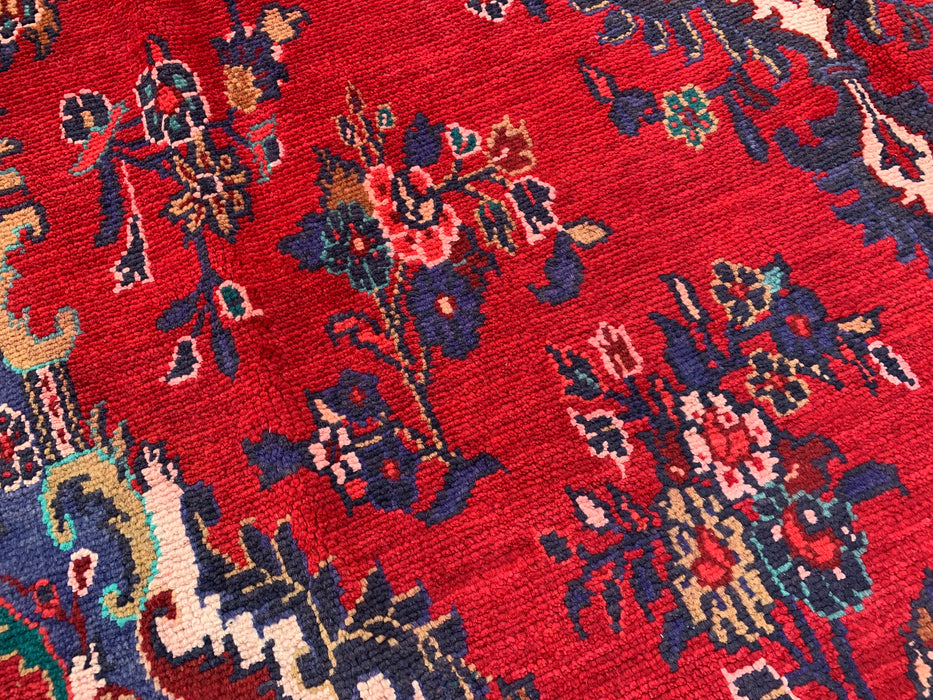 Handmade Persian Wool Area Rug 7x10 - Red & Navy Floral Medallion Persian Style Rug - Exact Size 9'10" x 6'10" - KBHM-1152