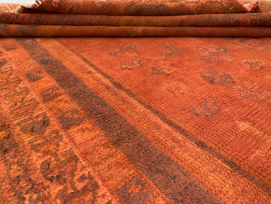 Vintage Hand-Knotted Persian Wool Rug 7'9" x 4'11" – Overdyed Rust Orange Area Rug – KBHM-1164