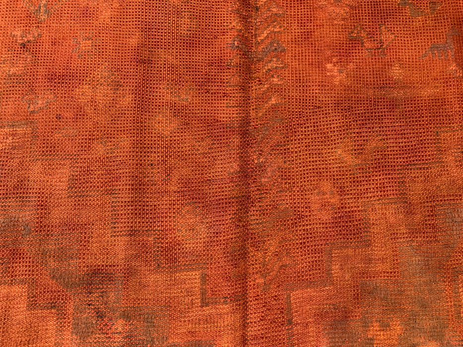 Vintage Hand-Knotted Persian Wool Rug 7'9" x 4'11" – Overdyed Rust Orange Area Rug – KBHM-1164