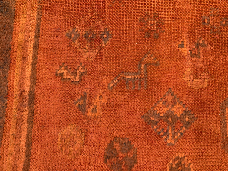 Vintage Hand-Knotted Persian Wool Rug 7'9" x 4'11" – Overdyed Rust Orange Area Rug – KBHM-1164