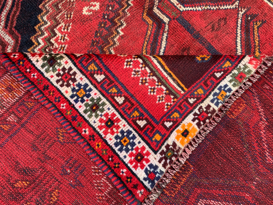 Handmade Persian Wool Area Rug 7x10 - Red Tribal Vintage Persian Style Rug - Exact Size 9'2" x 6'2" - KBHM-1169